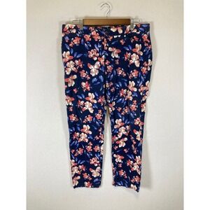 Floral Botanical Khakis by Gap Women 10R Navy Blue Slim City‎ Ankle Chino Pants